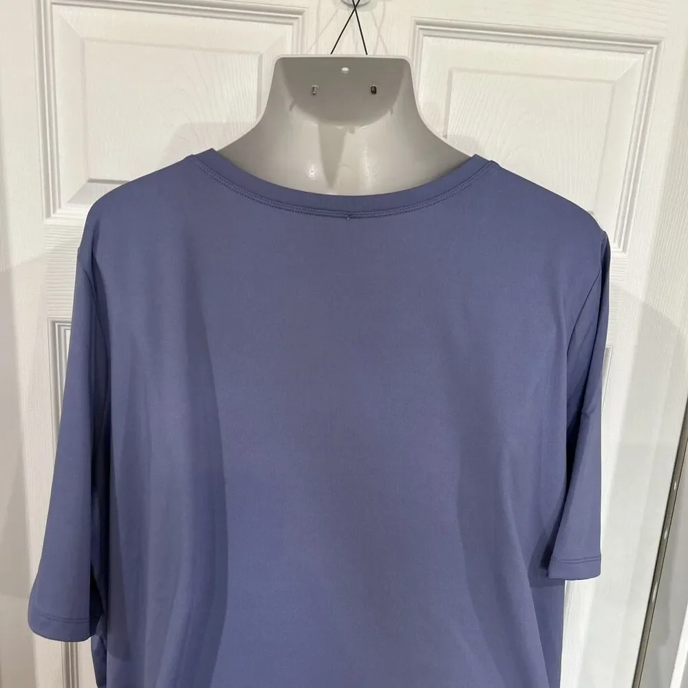 Susan Graver Modern Essentials Butterknit Top V Neck Peri Blue Mist Plus Size 4X